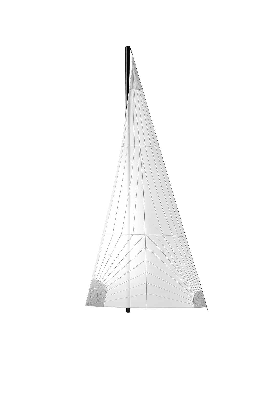 Tri-radial headsail showing its radial panel layout